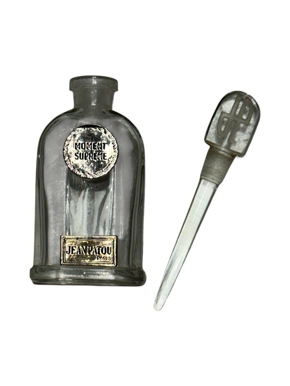 Jean Patou Moment Suprême Clear Glass Perfume Bottle with Dropper Original Box